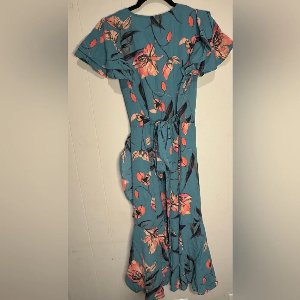 a new day Teal Floral Midi Dress with Pink Accents - Picture 5 of 5